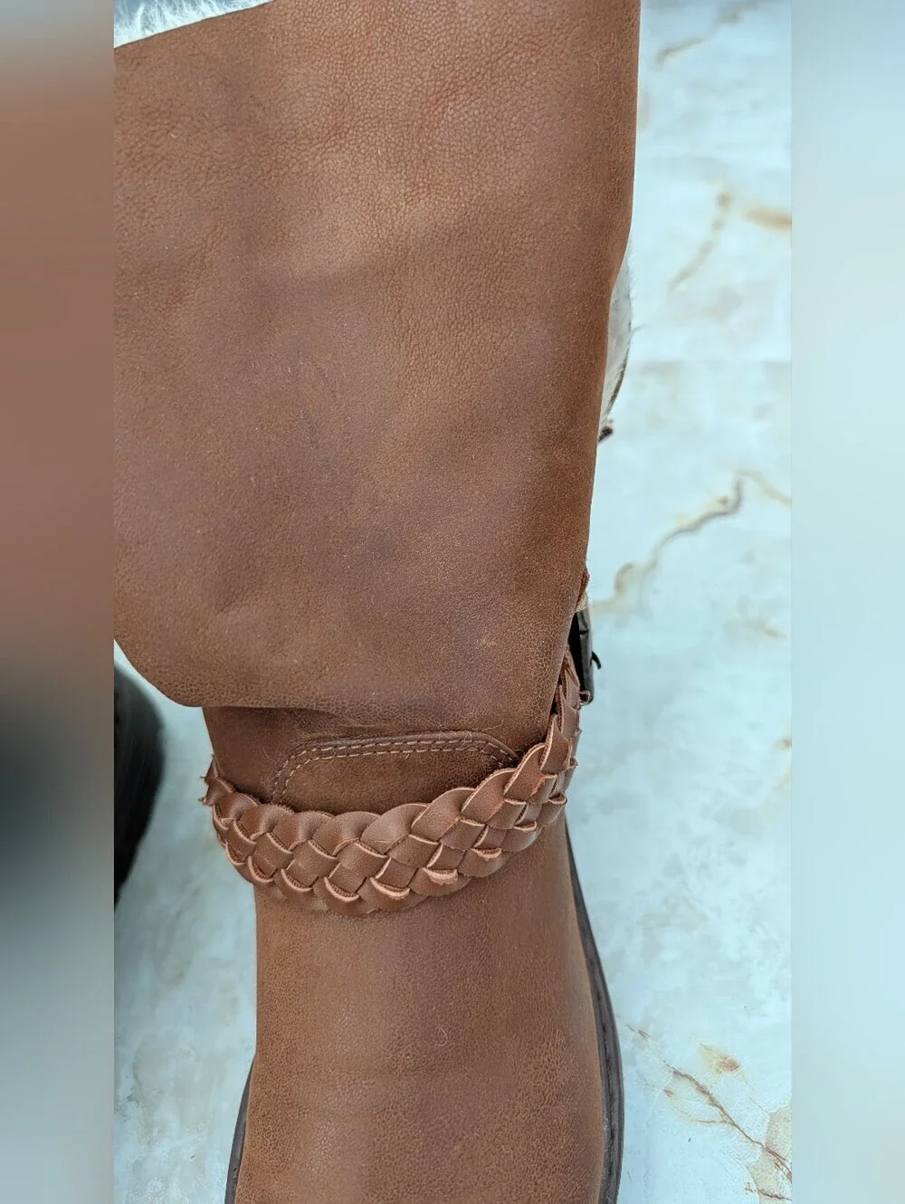 Blowfish Brown  Shearling-Lined Mid-Calf Zip Up Boots Sz 7.5